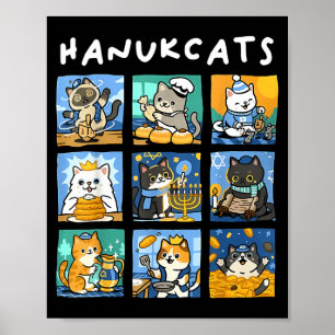 Hanukcats Hanukkah Katten Menora Joods Chanukah Gi Poster