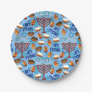 Hanukiahs, Menorahs en kaarsenpatroon Papieren Bordje