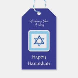 HANUKKA-boodschap Blauw Cadeaulabel