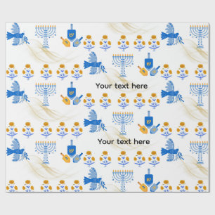 Hanukka-cadeauverpakkings papier – Menora, Duif, D