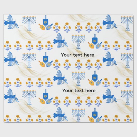 Hanukka-cadeauverpakkings papier – Menora, Duif, D (Vlak)