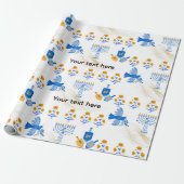 Hanukka-cadeauverpakkings papier – Menora, Duif, D (Uitgerold)