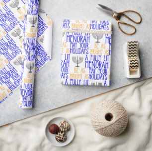 Hanukka Even Helder Als Een Volledig Brandende Men Cadeaupapier