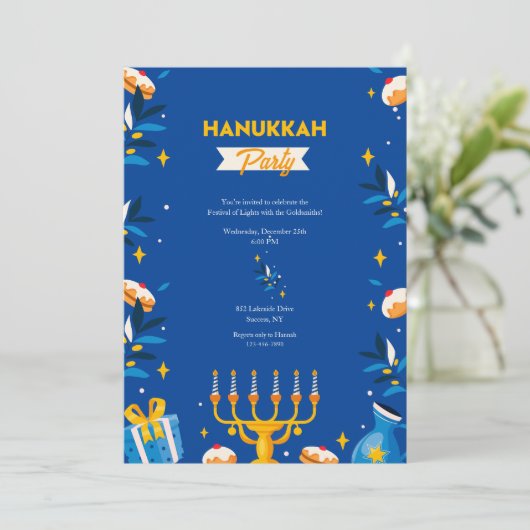 Hanukka-feest uitnodigingen (Staand voorkant)
