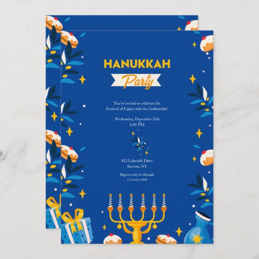 Hanukka-feest uitnodigingen (Voorkant / Achterkant)