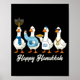 Hanukka Gans Gelukkig Hanukka Menorah Dreidel Jood Poster