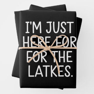 Hanukka Ik ben hier alleen voor de Latkes Joods  Inpakpapier Vel