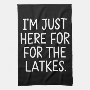 Hanukka Ik ben hier alleen voor de Latkes Joods Theedoek