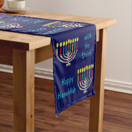 Hanukka Kleurrijke Menora's Lange Tafelloper