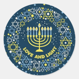 Hanukka Menora Davidster Krans Ronde Sticker