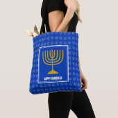 HANUKKA | Menora | Davidster | Persoonlijke Blauwe Tote Bag (Dichtbij)