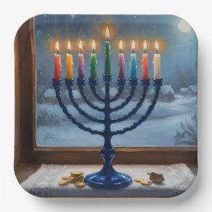 Hanukka Menora Feest Papieren Bord