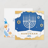 Hanukka Menora Kaart (Voorkant / Achterkant)