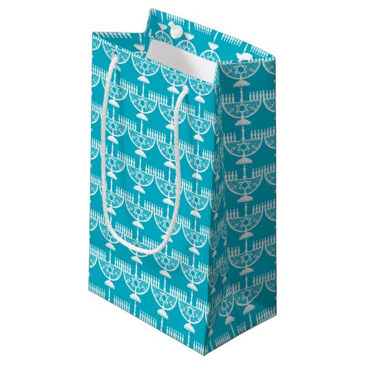 Hanukka Menora Klein Cadeauzakje (Voorkant Gekanteld)
