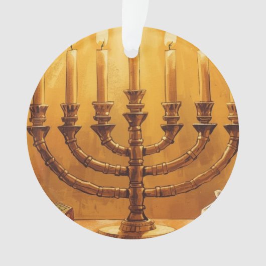 Hanukka Menora Lichtfeest Ornament (voorkant)