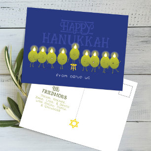 Hanukka Menora Olijven, Blauwe Groep Briefkaart