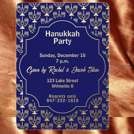 Hanukka-menorah dinerfeest folie uitnodiging