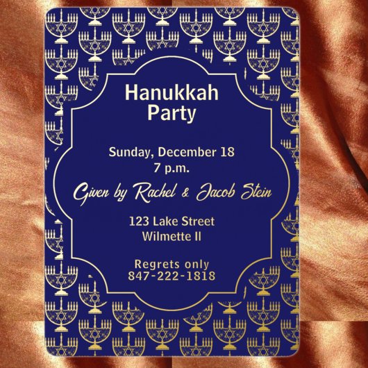 Hanukka-menorah dinerfeest folie uitnodiging