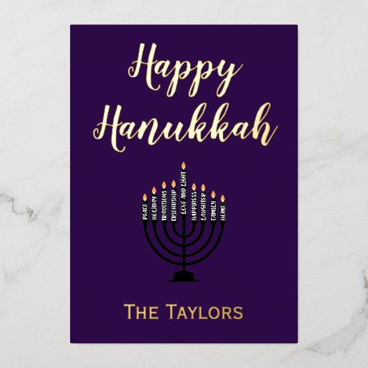 Hanukka Menorah Folie Feestdagenkaart (Voorkant)