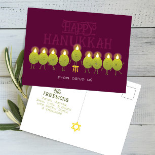 Hanukka Menorah Olijven, Wijn Groep Briefkaart