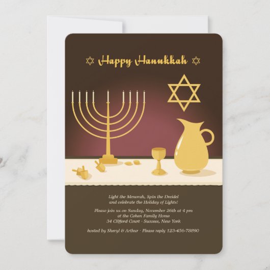 Hanukka Uitnodiging Instellen (Voorkant)