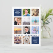 Hanukkah 12 Foto Modern Custom Collage Feestdagenkaart (Staand voorkant)