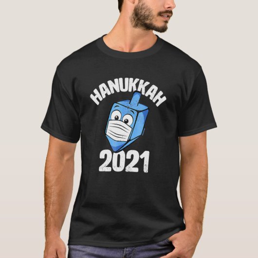 Hanukkah 2021 Dreidel Wearing Face Mask Graphic T-shirt (Voorkant)