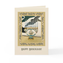 Hanukkah 2-kaart met menorah/ grens