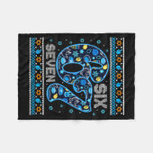 Hanukkah 67 Festive Dreidel Ugly Sweater Jew Six S Fleece Deken (Voorkant (Horizontaal))