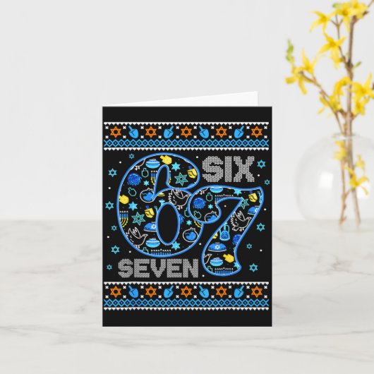 Hanukkah 67 Six Seven Boy Girl Kids 67 Meme Hanukk Kaart (Gele Bloem)