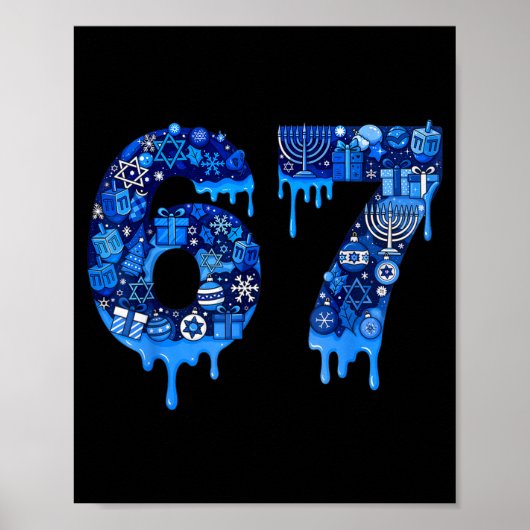 Hanukkah 67 Six Seven Boy Girl Kids 67 Meme Hanukk Poster (Voorkant)