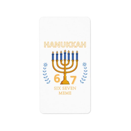 Hanukkah 67 Six Seven Meme Etiket (Voorkant)