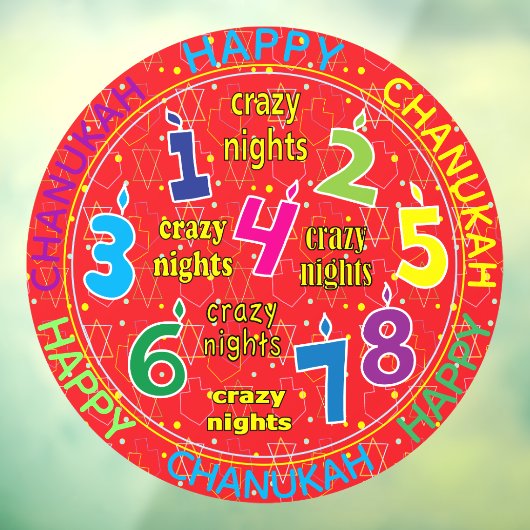Hanukkah 8 Crazy Nights Window Cling Raamsticker (Vel 3)
