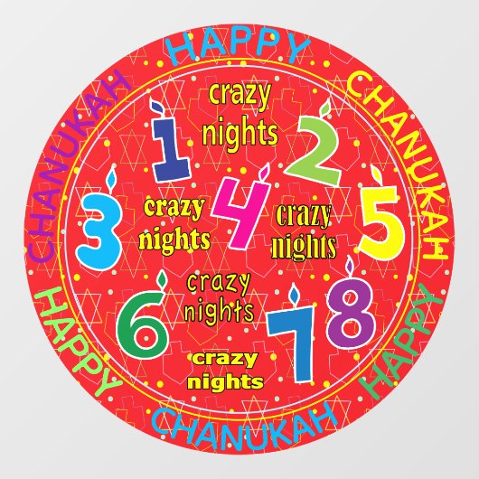 Hanukkah 8 Crazy Nights Window Cling Raamsticker (Vel)