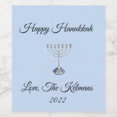 Hanukkah Aangepaste etiketten met wijnflessen (Enkel label)