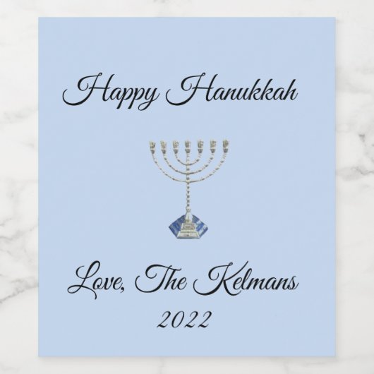Hanukkah Aangepaste etiketten met wijnflessen (Enkel label)