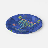 Hanukkah Aqua Menorah Star van David op Blue Papieren Bordje (Gekanteld)