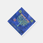 Hanukkah Aqua Menorah Star van David op Blue Servet (Hoek)