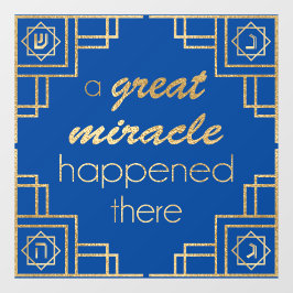 Hanukkah Art Deco Gold Window Cling Raamsticker