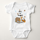 Hanukkah Baby Body Suit/Dog/Bruin Sinaasappel Romper (Voorkant)