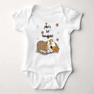 Hanukkah Baby Body Suit/Dog/Bruin Sinaasappel Romper