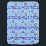 Hanukkah Baby Inbakerdoek<br><div class="desc">De eerste Chanoeka van baby's vieren met gepersonaliseerde Hanukkah menorah,  dreidels en joodse ster met schattige "My First Chanukah".</div>