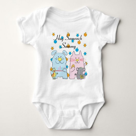 Hanukkah Baby Jersey Personalize "Hug Sameach" Romper (Voorkant)