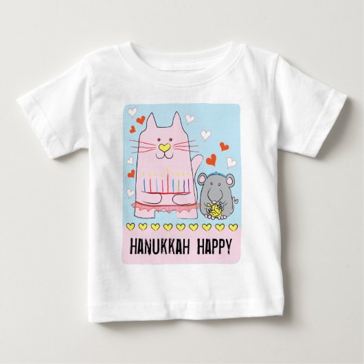 Hanukkah Baby Jersey T-Shirt Cat en Mouse (Voorkant)