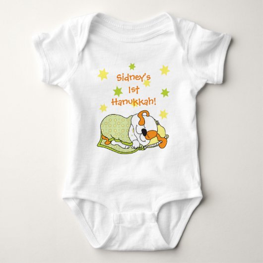 Hanukkah Baby Suit/hond/Groen Sinaasappel Romper (Voorkant)