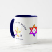 Hanukkah BARUCH ATAH ADONAI Monogram Mok (Voorkant links)