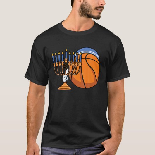 Hanukkah Basketball Festival van Lights Chanukah J T-shirt (Voorkant)