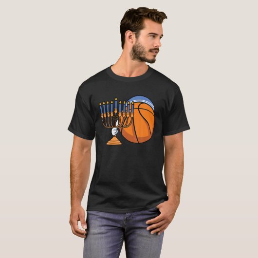 Hanukkah Basketball Festival van Lights Chanukah J T-shirt (Voorkant volledig)