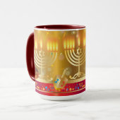 Hanukkah Beauful Jewish Holiday Gold Mok (Voorkant links)