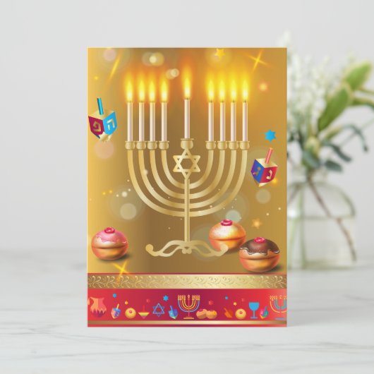 Hanukkah Beauful Jewish Holiday Greeting Card Bedankkaart (Staand voorkant)